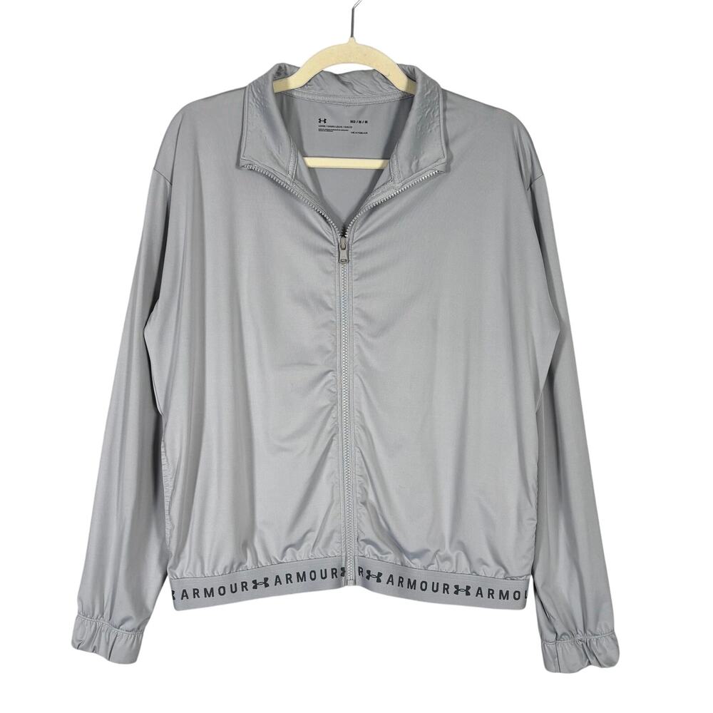 Under Armour Jacket Womens Medium‎ Gray Heat Gear Loose Track Warm Up Pockets